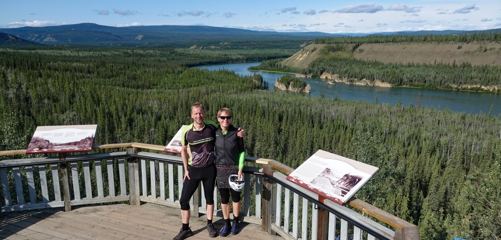 Cycling from Whitehorse to Anchorage following Klondike Highway northbound.  Five Finger Rapids 