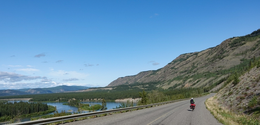Cycling from Whitehorse to Anchorage following Klondike Highway northbound. 