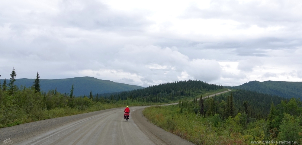 Cycling the Top of the world Highway from Dawson City to Chicken.   