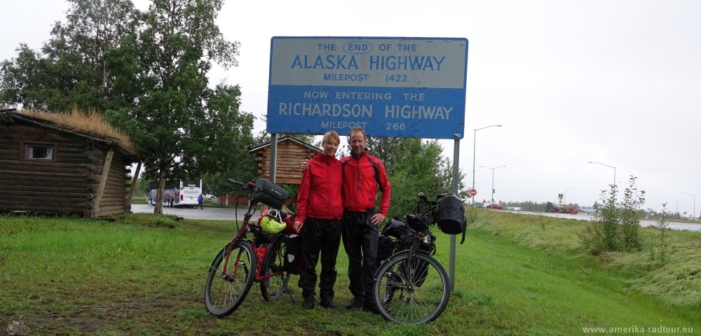 Cycling northbound to Delta Junction,  the northern end of the Alaska Highway.   