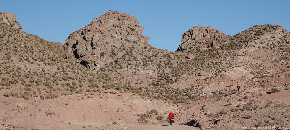 Cycling along the northern part of Argentina's Ruta 40 from Susques via Huancar to Pastos Chicos.   