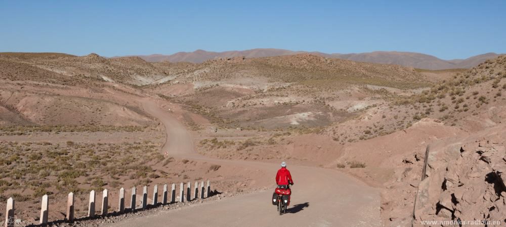 Cycling along the northern part of Argentina's Ruta 40 from Susques via Huancar to Pastos Chicos.  