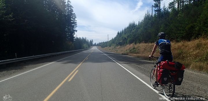 Mit dem Fahrrad von Bremerton nach Elma. Radtour Pazifikküste Vancouver - San Francisco