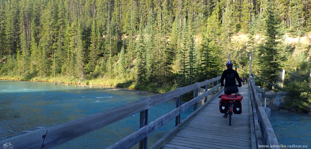 Cycling from Lake Louise to Golden.Trans Canada Highway by bicycle.