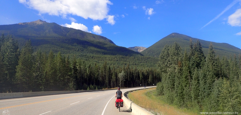 Cycling from Golden to Rogers. Trans Canada Highway by bicycle.