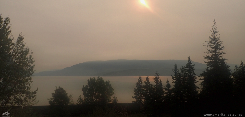 Cycling from Salmon Arm to Kamloops. Trans Canada Highway by bicycle. 