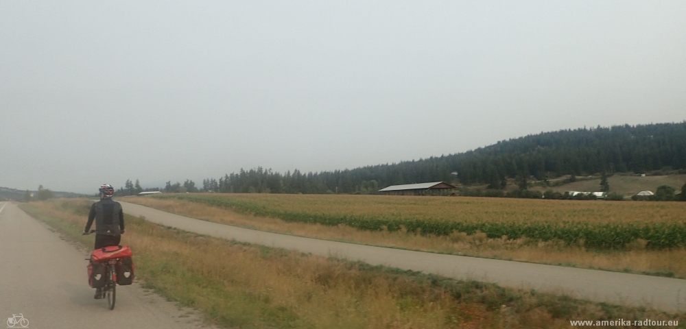 Cycling from Salmon Arm to Kamloops. Trans Canada Highway by bicycle.