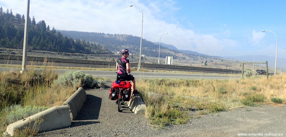 Cycling fromn Kamloops to Cache Creek. Trans Canada Highway by bicycle.