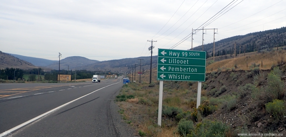 Cycling from Cache Creek to Lillooet. Highway 99 by bicycle.