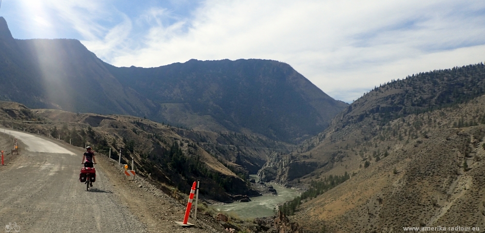 Cycling from Cache Creek to Lillooet. Highway 99 by bicycle.