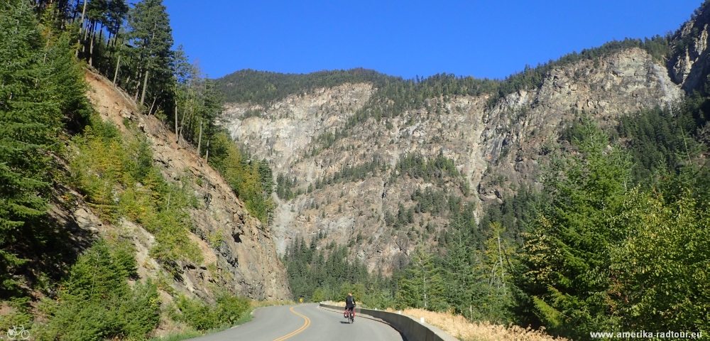 Cycling from Lillooet to Pamberton.  Highway 99 by bicycle.