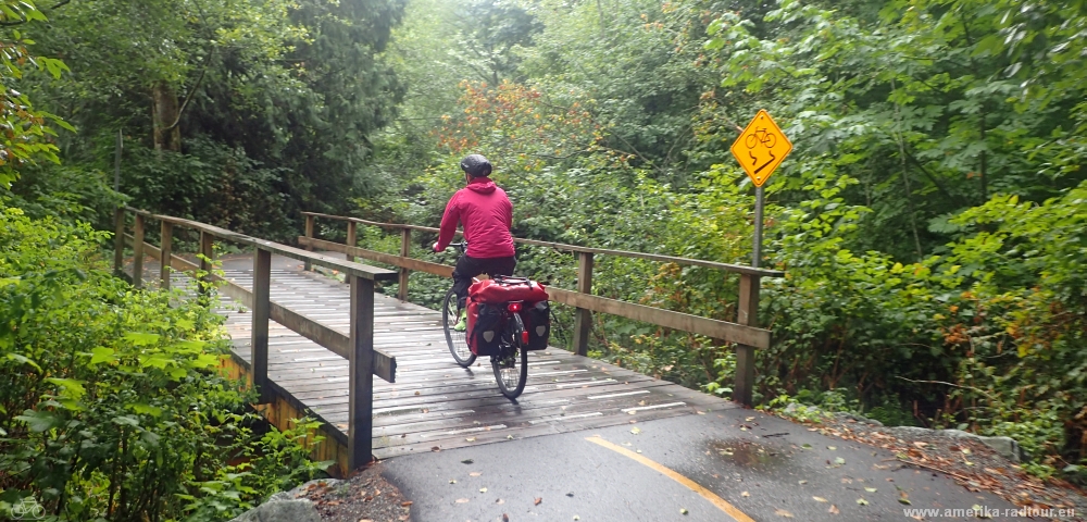 Cycling from Whistler to Squamish. Sea to Sky Highway / Highway99 by bicycle.