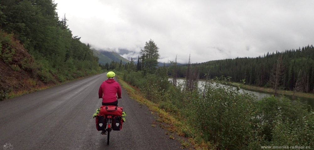British Columbia and Yukon by bicycle: Cycling the Cassiar Highway northbound. Stage from Kinaskan Lake to Red Goat Lodge. 