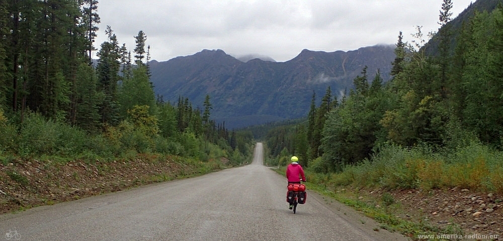 Mit dem Fahrrad von Smithers nach Whitehorse. Radtour über den Yellowhead Highway und Cassiar Highway. Etappe Red Goat Lodge - Dease Lake entlang des Cassiar Highways 