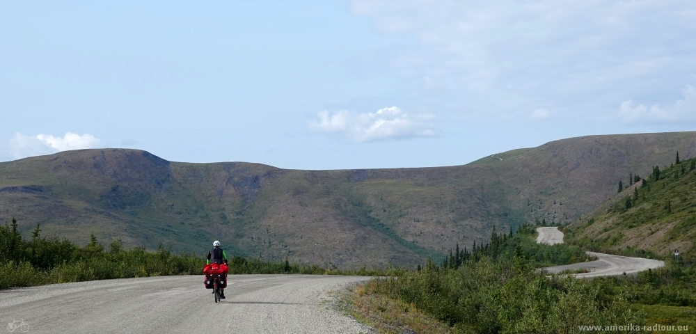 Radtour über den Top of the world Highway von Dawson City nach Alaska. 
