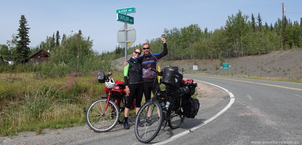 Taylor Highway by bicycle. Tetlin Junction.   
